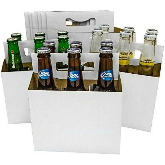 6pk Cardboard Carrier (White, 150ct) | Holds 6pk 12oz Bottles | FAST SAME DAY SHIPPING