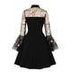 thumbnail image 4 of Vestido de cóctel oscilante de fiesta con bordado de mariposa sólido de malla con botones y cuello vuelto con mangas acampanadas a la moda para mujer Fridja  NMB490, 4 of 7