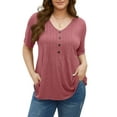 thumbnail image 2 of Fantaslook Plus Size Blouses for Women Pleated Button Short Sleeve Shirts Casual V Neck Tunic Tops, 2 of 9