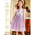 thumbnail image 4 of Lanbubble Girls Floral Tulle Dress Flutter Sleeve Tutu Princess Party Dress 3-7 Years, 4 of 10