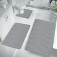 thumbnail image 4 of FAMTKT Bathroom Rugs Sets 3 Piece Foam Bath Mat 3 Set Toilet Mats Universal Soft Comfortable Water Absorption Non-slip Thick Machine Washable Easier to Dry, 4 of 6