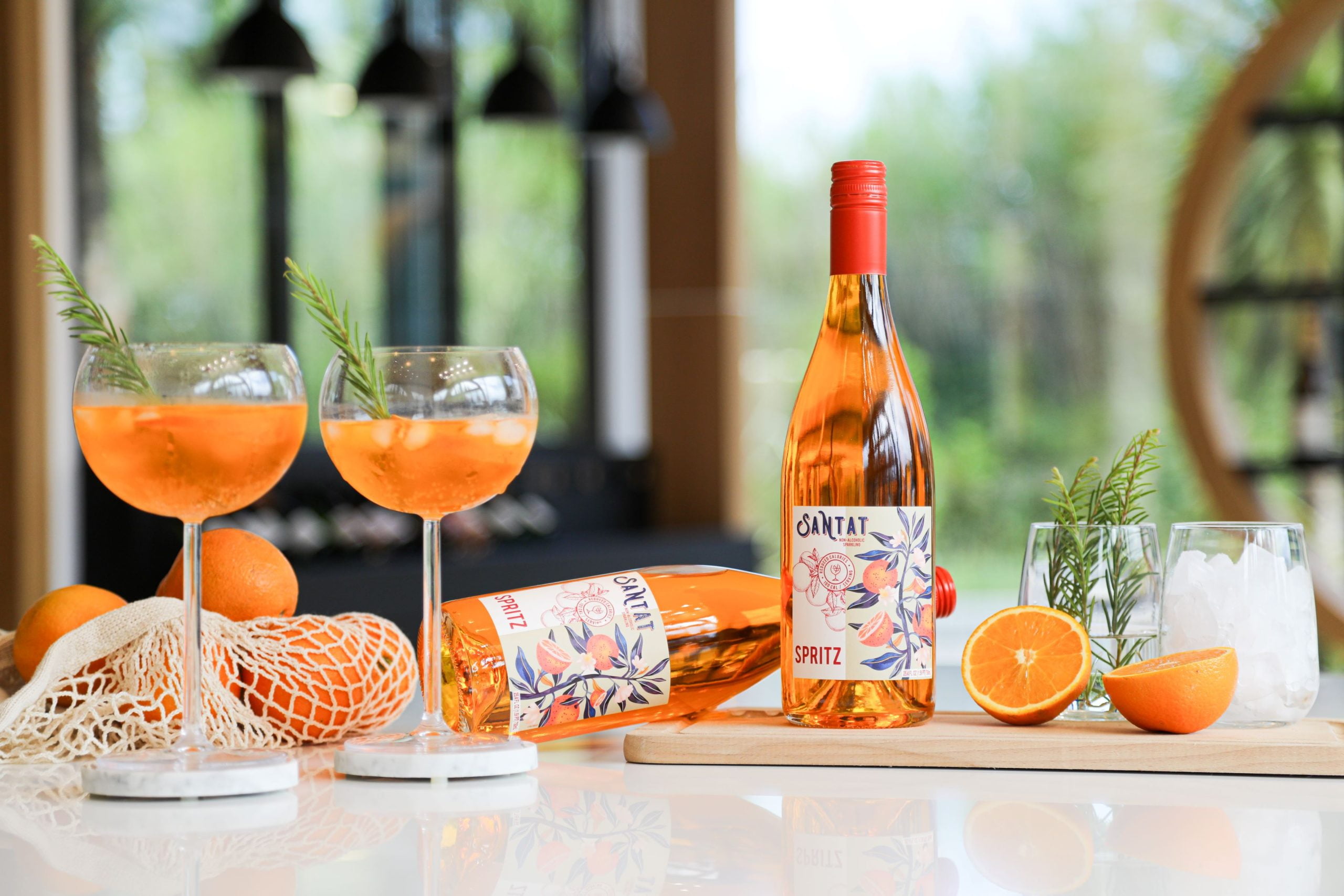 Santat Spritz | Sparkling Orange Bitter Apéritif Inspired by The Mediterranean | 0% ABV Non-Alcoholic Ready to Drink | 750ml | Imported from France (Pack of 6, 152.4, Fl Oz)