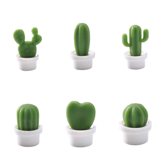 6pcs Cactus Plant Refrigerator Message Sticker Home Decoration Pplastic sticker Home decoration Blackboard Tool, White