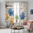 thumbnail image 4 of Blue Yellow Tulips Kitchen Curtains Window Panels, Retro Farmhouse Flower Barn Doors Wooden Insulated Window Treatment Curtain, Grommet Curtains for Bedroom/Living Room/Bathroom, 2 Piece 42"Wx84"L, 4 of 8