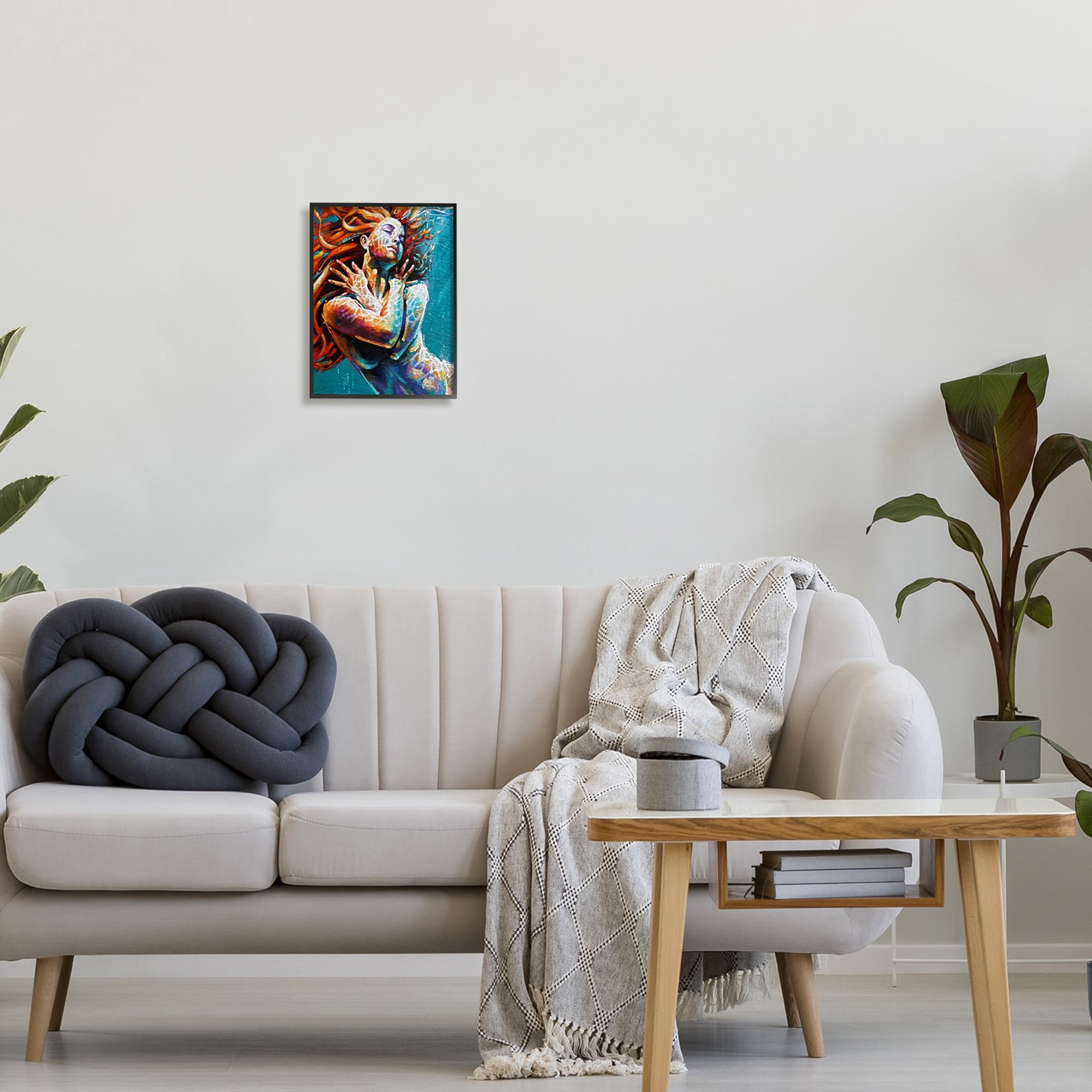 Stupell Industries Beautiful Vivid Woman Underwater Swimming Flowing Hair Framed Wall Art, 11 x 14, Design by Colin John Staples