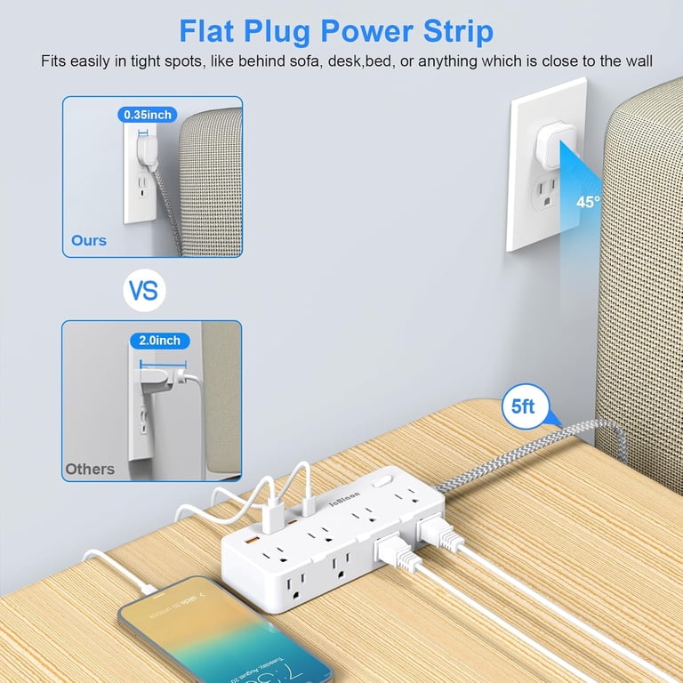Power Strip With 8 Outlets, 4 USB Ports, 15 Ft Cord photo 4