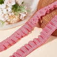 thumbnail image 5 of Gingham Ruffle Pleated Lace Trim,5 Yards Reusable Ruffle Trim for Sewing,QZS Portable Red Gingham Laces for DIY Craft Sewing Dress,1Pack, 5 of 6