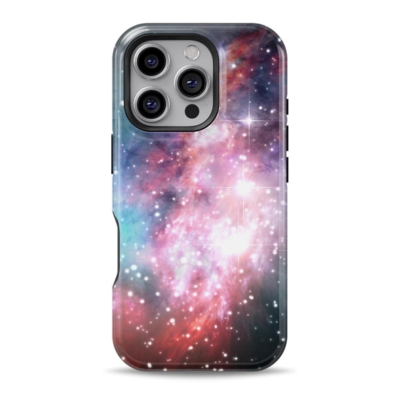 DesignSkinz Scratch-Resistant Hard Slim Case Compatible with iPhone 16 (Compatible with MagSafe) - Colorful Neon Space Nebula