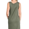 thumbnail image 3 of Lucakuins Vestido largo para mujer, sin mangas, cuello redondo, sólido, suelto, con abertura, vestido de verano para uso diario informal Lucakuins moda, 3 of 4