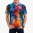 thumbnail image 2 of Balery Modern Art Red And Blue Colors Printed Men’s Short Sleeve Polo Shirt, Midweight Men's Shirt,Golf Polo shirts -4X-Large, 2 of 8