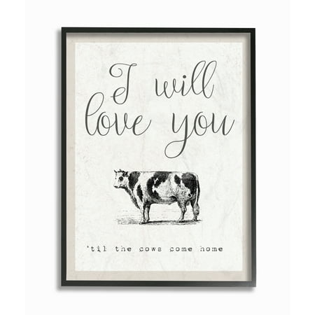 Cow Decor - The Stupell Home Decor Collection Love You Till The Cows Come Home Oversized Framed Giclee Texturized Art