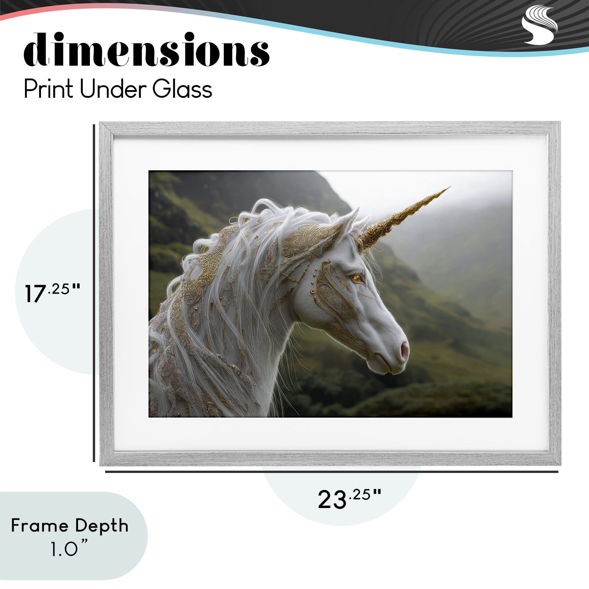 Stupell Industries Ornate Celtic Unicorn Gray Framed Print Under Glass, design by The Wands Want
