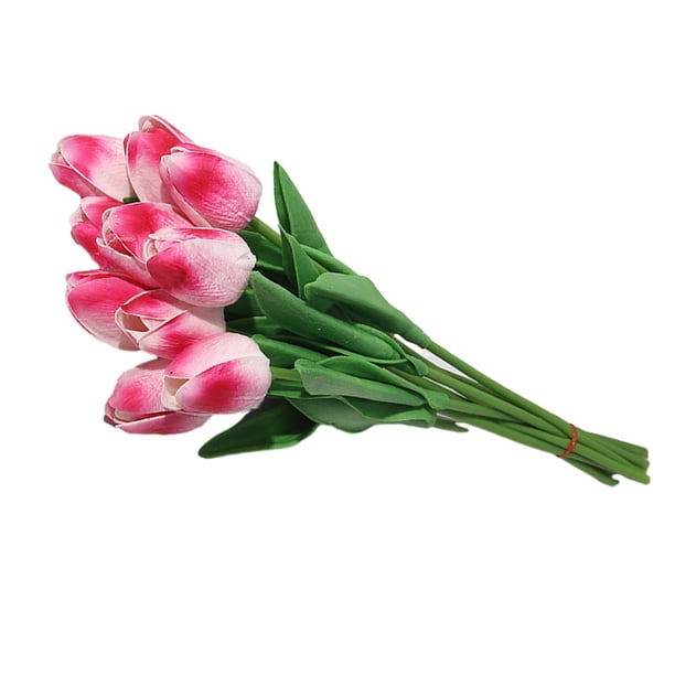 Flores Artificiales Inteprter 10 piezas de poliuretano fucsia para decoración del hogar