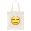 Emoji-Emotionless Natural Canvas Shoulder Bag Simple Basic Gag Gift