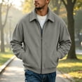 thumbnail image 2 of CCRFTGI Corduroy Jackets for Men Zip Up Bomber Casual Vintage Long Sleeve Lapel Collar Relaxed Fit Fall Winter Outerwear Gray L, 2 of 8