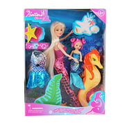 BETTINA Mermaid Princess Doll with Little Mermaid  Seahorse Play Gift Set | Mermaid Toys with Accessories and Doll Clothes for Little Girls (Pink)