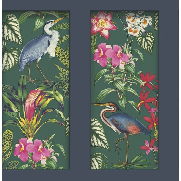 Fine Decor Silas Dark Blue Tropical Panel Wallpaper