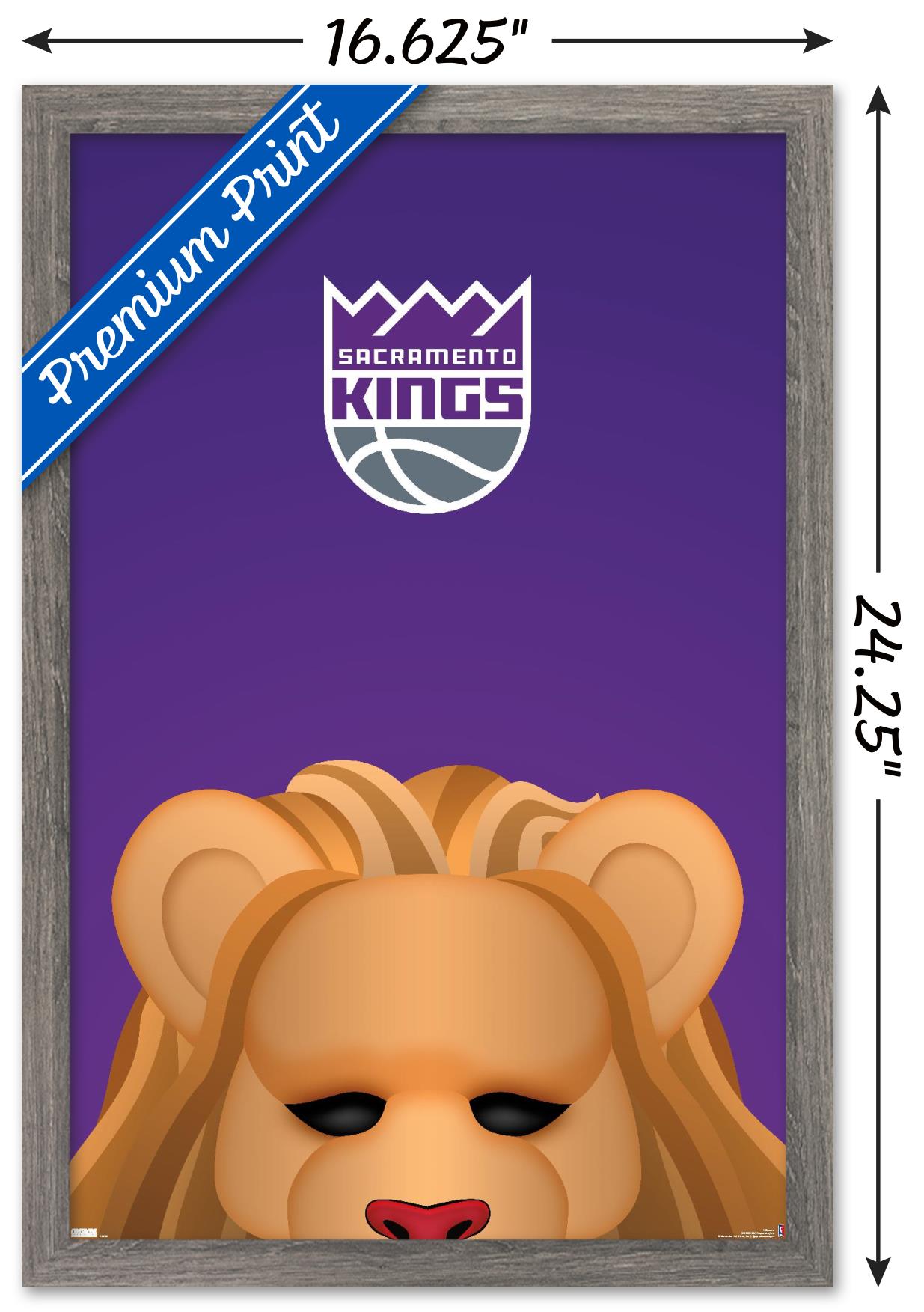 NBA Sacramento Kings - S. Preston Mascot Slamson 23 Wall Poster, 14.725" x 22.375" Framed