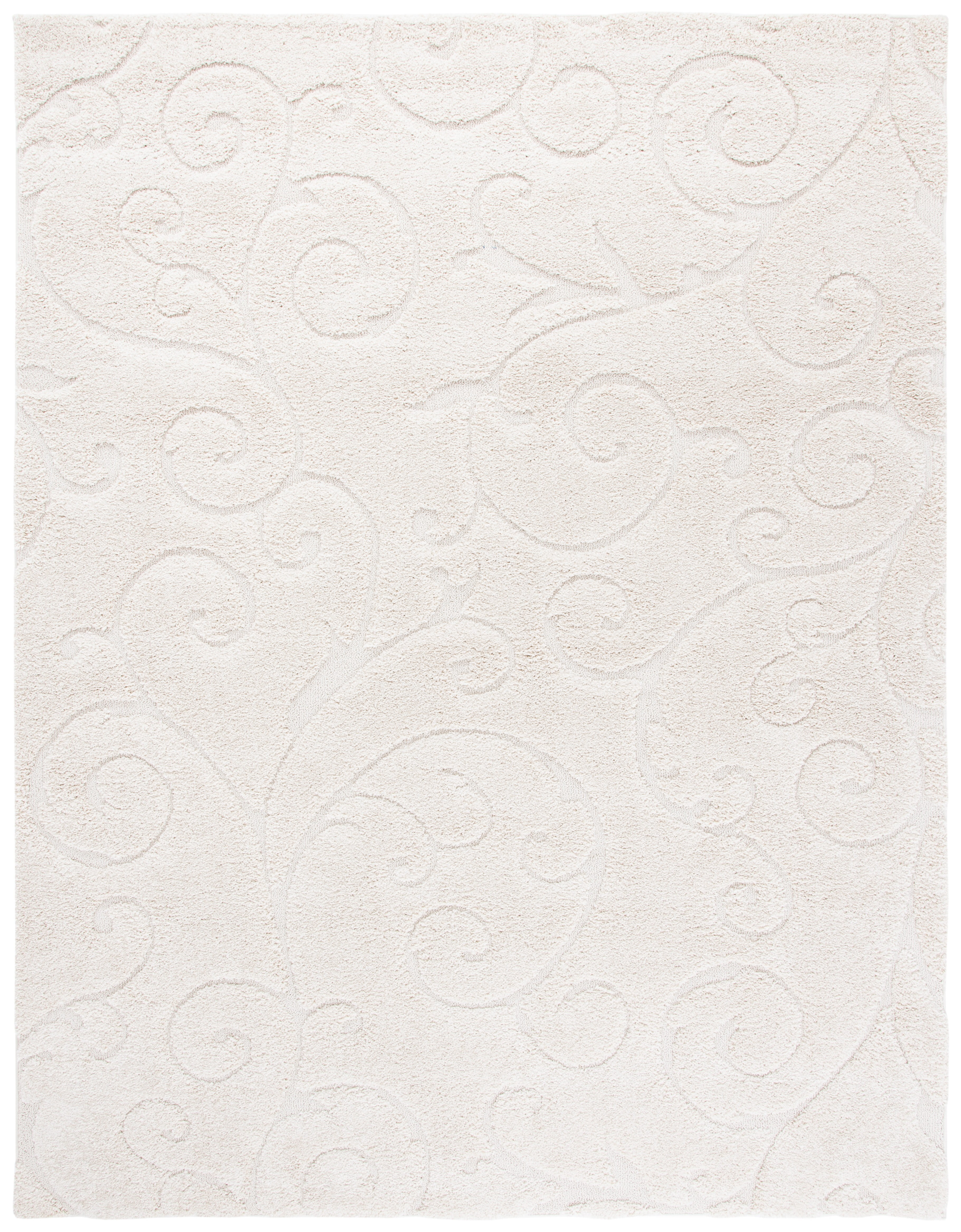 SAFAVIEH Florida Doug Floral Vines Geometric Shag Area Rug, Creme, 11' x 15' - X-Large - Transitional Modern Design, Creme & Creme, Non-Shedding & Easy Cleaning, Ultra Plush Thick Pile, Ideal for Liv
