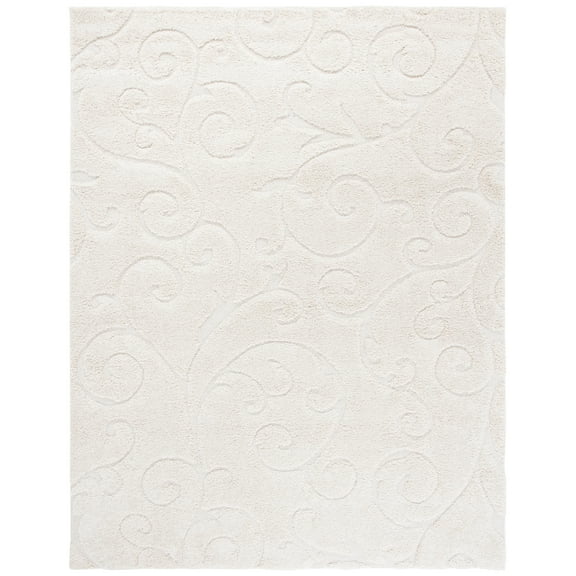 SAFAVIEH Florida Doug Floral Vines Geometric Shag Area Rug, Creme, 8' x 10'