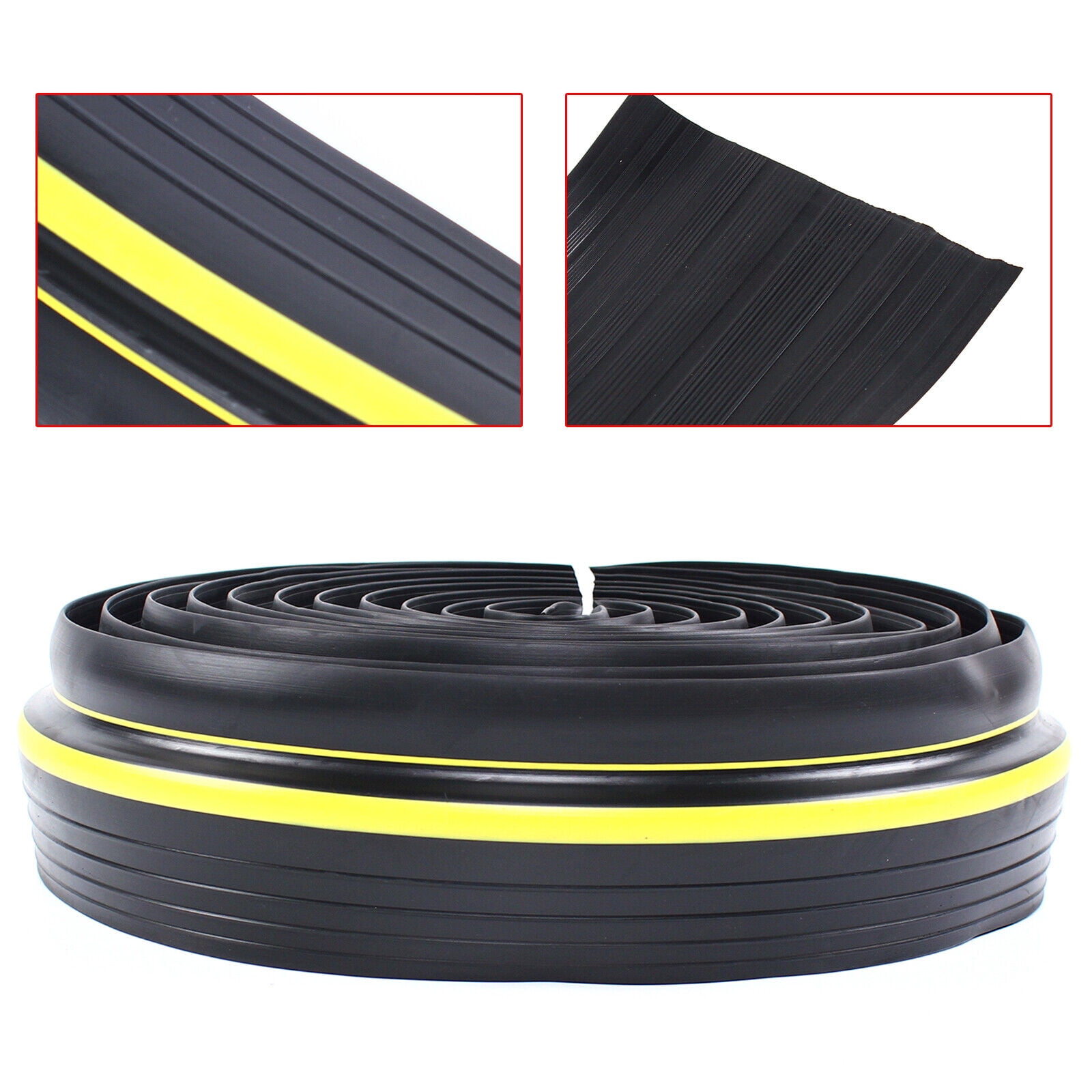 20ft Garage Door Threshold Seal - PVC Rubber With Raised Red Edge, Keeps Out Water & Debris