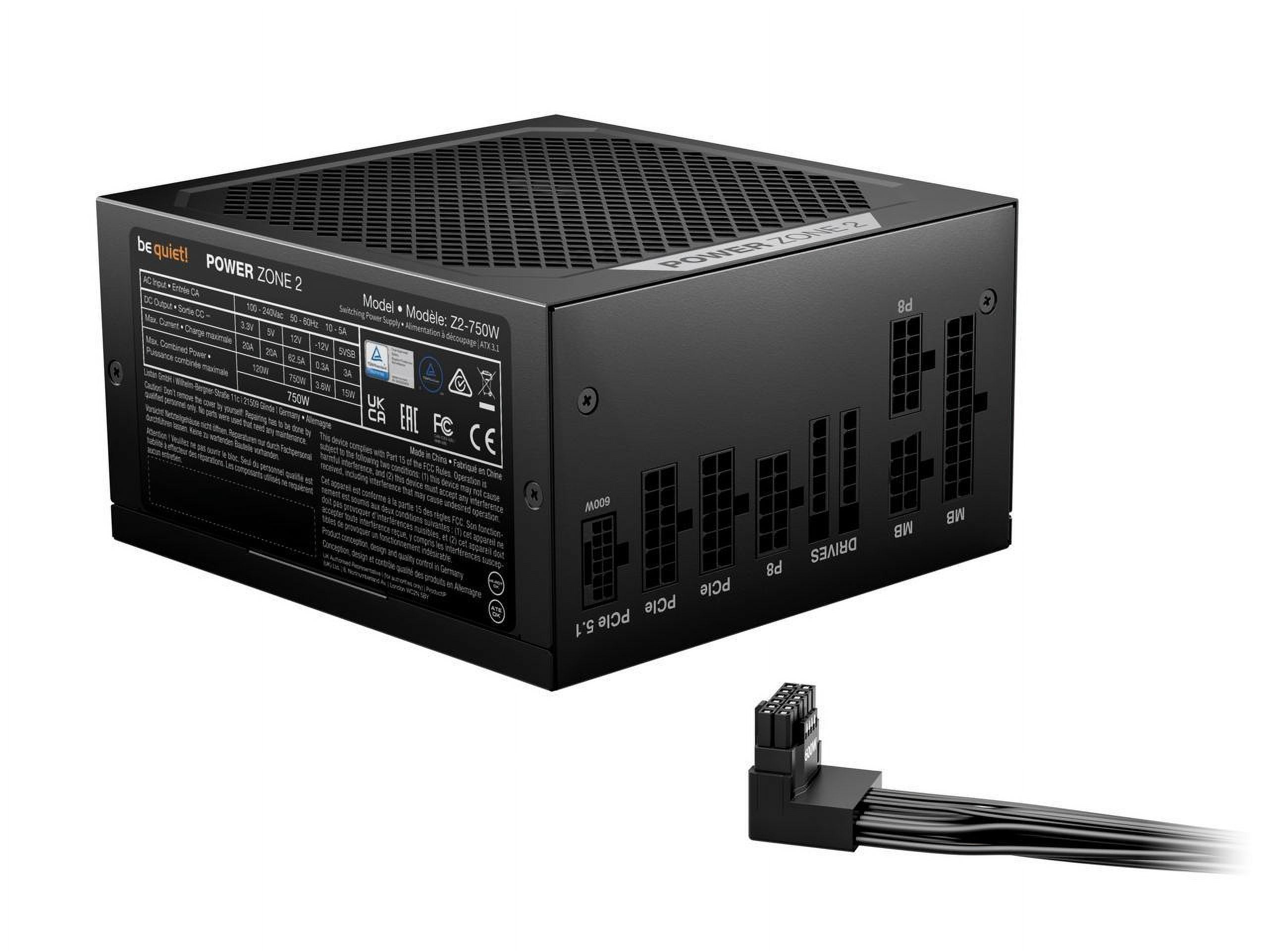 be quiet Power Zone 2 750 W ATX12V 3.1 80 PLUS® Platinum and Cybenetics Platinum  efficiency (up to 94%) Modular Power Supplies