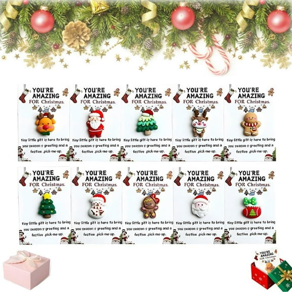 Christmas Pocket Emotional Hug, Xmas Mini Resin Positive Pocket Hugs Gifts Bulk with Heartwarming Cards, Emotional Support Tokens Keepsake Decorations for Friends, Party Favor Gift, Family(30pcs)
