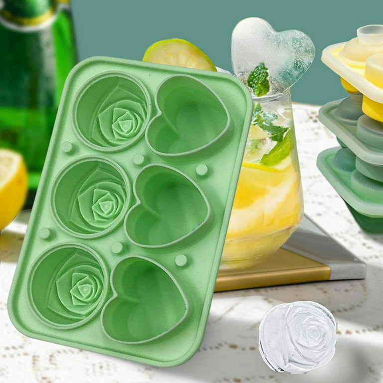 Tohuu Whiskey Ice Cubes Mold 6 Cavity Flower Ice Cube Mold Heart Rose Shape  Easy Release Funnel-type Lid Novelty Ice Ball Maker for Chilled Drinks  Whiskey & Cocktails great 