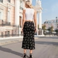 thumbnail image 5 of Asklazy Women’s Chiffon A-Line Maxi Skirt High Waisted Flowy Long Skirt Elastic Waist Business Casual Elegant Skirt for Work Office Daily Wear Summer,Black leave,2XL, 5 of 10