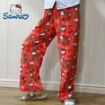 thumbnail image 2 of Pijama de franela de Hello Kitty de Sanrio para Navidad de 2024, pantalones casuales de lana cálidos con dibujos animados para el hogar para mujer, pantalones de moda para otoño e invierno, 2 of 5