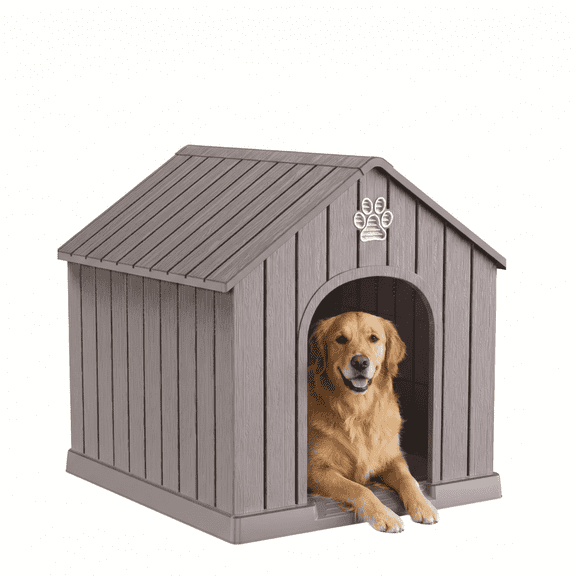 fazzn Cute Outdoor Dog House, Weatherproof, Sunproof, Ventilated, Insulated, Suitable for Indoor and Outdoor Use, Scratch and Bite Resistant (Brown)
