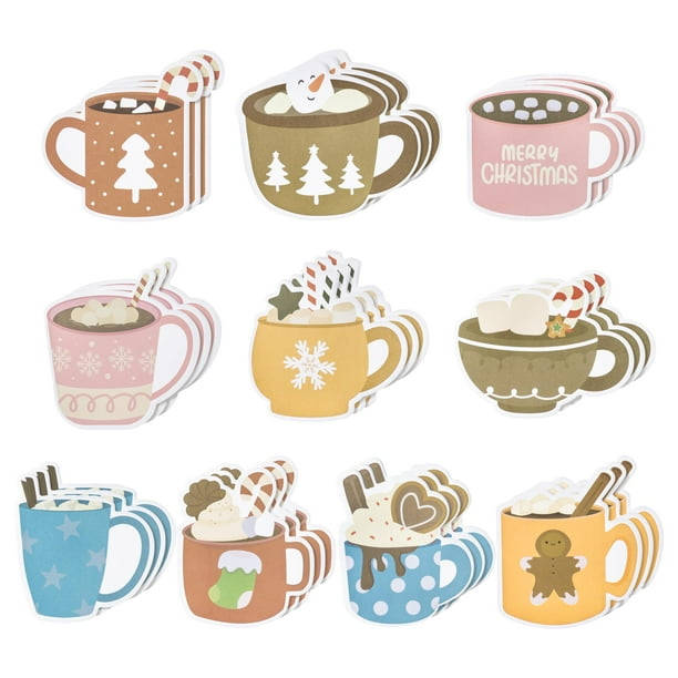 Xqumoi Paquete de 30 Notas Adhesivas de Chocolate Caliente para Navidad
