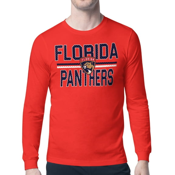 Men's Starter Red Florida Panthers Mesh Look Team Name Long Sleeve T-Shirt
