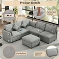 thumbnail image 5 of Harper & Bright Designs Modular L-Shaped Sectional Sofa Bed with Movable Ottoman, Chenille Reversible Convertible Sofa with 2 USB Charging Ports for Living Room Small Spaces Apartment, Light gray, 5 of 20