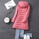 thumbnail image 4 of Chaqueta de plumón ligera de otoño e invierno para mujer, plumón de pato blanco largo, versión coreana, abrigo ligero y delgado, abrigo, sombrero, 4 of 5