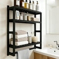 thumbnail image 1 of Repisas Flotantes para Baño de Bambú, Estante Organizador de 3 Niveles con Toallero, Altura Ajustable, Estantes Multifuncionales para Cocina Sala y Baño, 1 of 8
