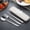 Beige, variant on Portable Cutlery Set Reusable Stainless Steel Camping Utensils Fork Spoon Chopsticks with Travel Case for Lunch Work School Outdoor Dining Easy to Clean Compact Mess Kit for Hiking Picnic Office