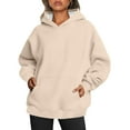 thumbnail image 2 of Hueook Sweatshirts for Women Plus Size Long Sleeve Solid Color Fashion Casual Hooded Blouse With Pocket rewneck Pullover Sweatshirt Tops, 2 of 8