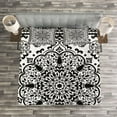 thumbnail image 3 of Ambesonne Ethnic Quilted Bedspread Set 3 Pcs, Lace Paisley Black Art, Queen Size, Charcoal Grey White, 3 of 3