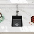 thumbnail image 3 of 15 in. Quartz Composite Undermount Single Bowl Kitchen Bar Sink in Black with Bottom Grid and Drain Strainer, 3 of 9