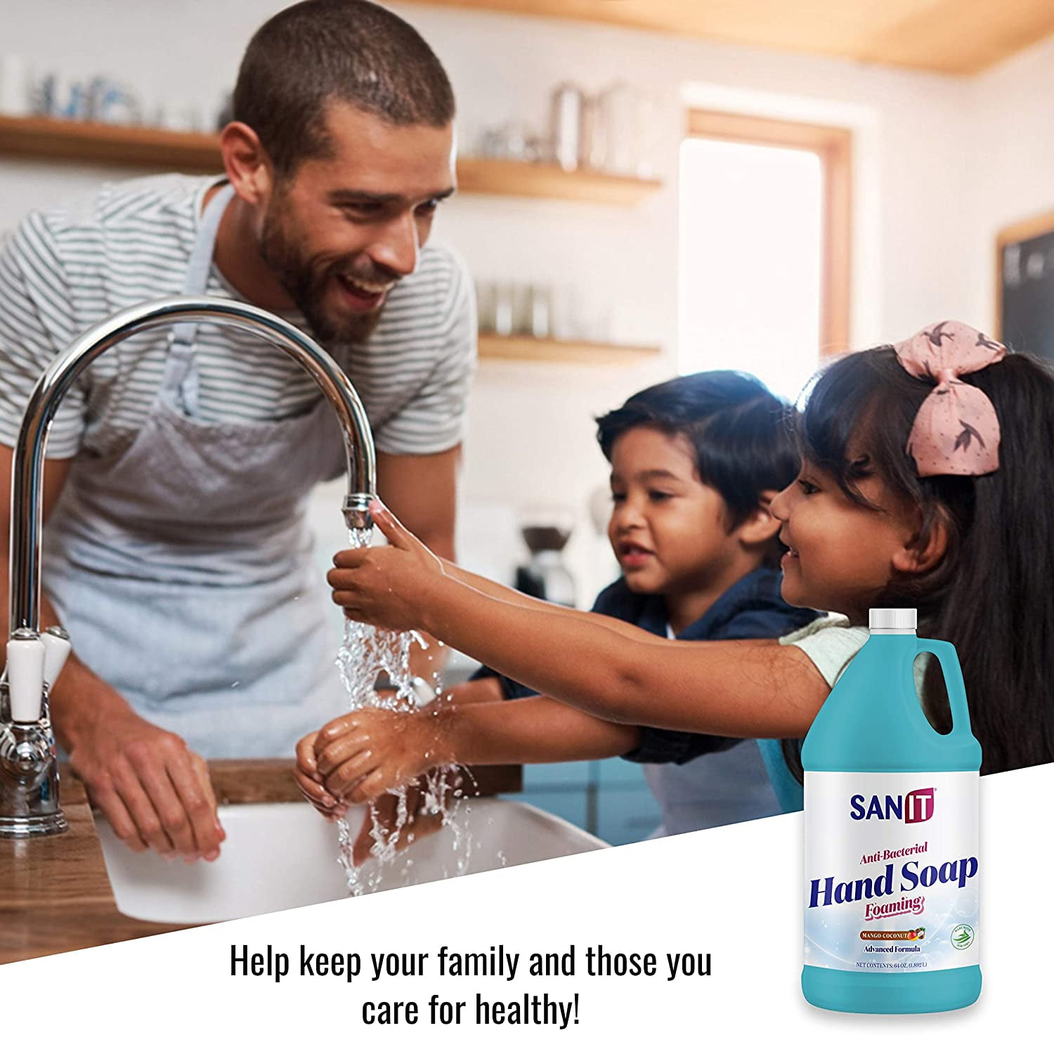 Sanit Antibacterial Foaming Hand Soap Refill - Advanced Formula with Aloe Vera and Moisturizers - All-Natural Moisturizing Hand Wash - Made in USA, Mango Coconut, 1 Gallon
