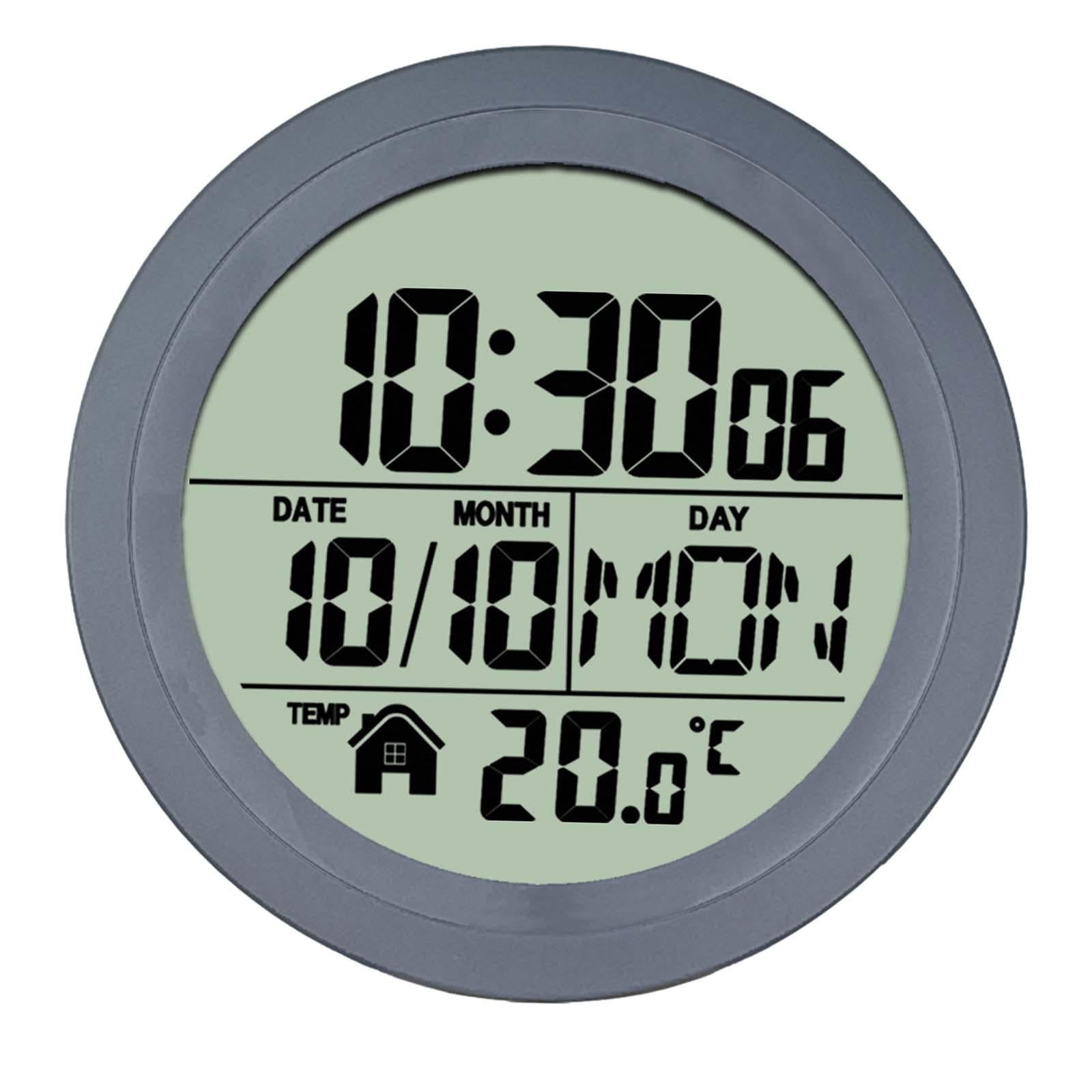 CUTICATE Shower Clock 5.7inch ,Waterproof Round Digital Shower Timer Clock Wall Clock Bathroom Clock,Screen Display Calendar Month and Date