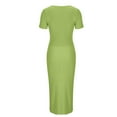 thumbnail image 5 of Women's Short Sleeve Deep V Neck Knitted Bodycon Nightclub Party Button Sweater Dress, 5 of 6