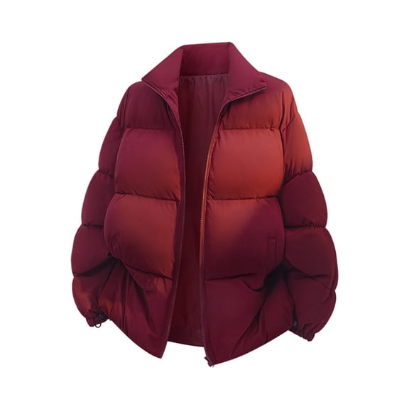 ZUKMRJPC Men's Puffer Jackets Full Zip Solid Color Stand Collar Quilted Coats Fall Winter Thickened Warm Padded Jacket with Pockets