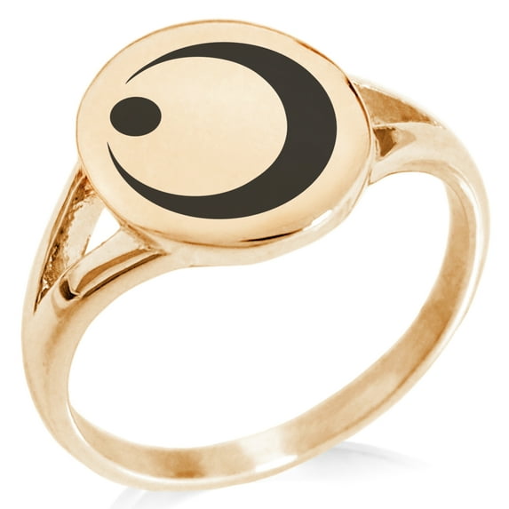 Stainless Steel Obu Samurai Crest Minimalist Oval Top Polished Statement Signet Ring