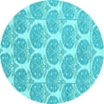thumbnail image 1 of Ahgly Company Indoor Round Abstract Light Blue Modern Area Rugs, 4' Round, 1 of 4