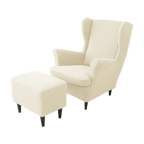 Toystoory 3 unids/set cómoda cubierta de sillón orejero y cubierta de taburete otomano para una protección elegante de muebles Decoración del hogar Beige