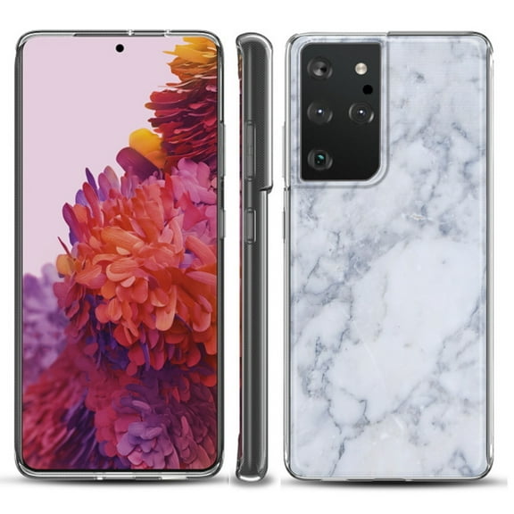 Slim-Fit Lightweight Protective Phone Case compatible with Samsung Galaxy S21 ULTRA 5G, by OneToughShield ® - Marble / Clouds