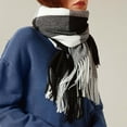 thumbnail image 2 of PMVFHDE Winter Scarf for Women Shawl Soft Feel Tassel Plaid Large Oversized Scarves Wraps Black,One Size, 2 of 8