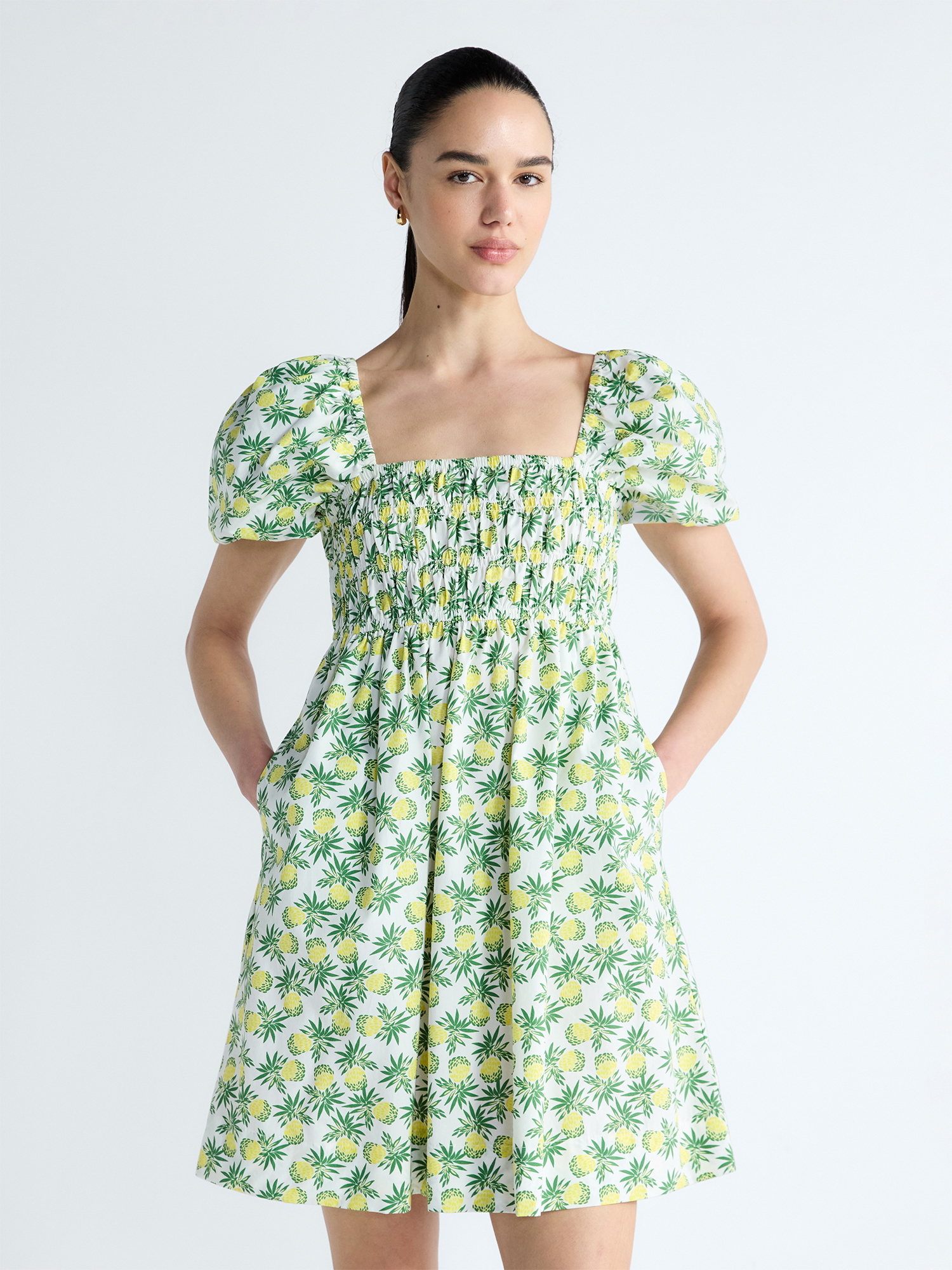 Free Assembly Women's and Women's Plus Puff Sleeve Peasant Mini Dress, Sizes XS to 4X